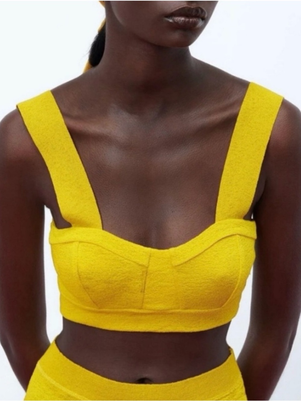 NWT Zara Yellow Women's Cropped Bustier Tank Top Medium